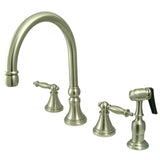Templeton Two-Handle 4-Hole Deck Mount Widespread Kitchen Faucet with Brass Sprayer