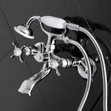 Essex Three-Handle 2-Hole Tub Wall Mount Clawfoot Tub Faucet with Hand Shower