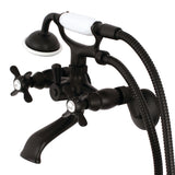 Essex Three-Handle 2-Hole Tub Wall Mount Clawfoot Tub Faucet with Hand Shower