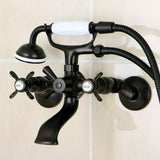 Essex Three-Handle 2-Hole Tub Wall Mount Clawfoot Tub Faucet with Hand Shower