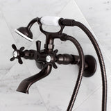 Essex Three-Handle 2-Hole Tub Wall Mount Clawfoot Tub Faucet with Hand Shower