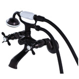 Essex Three-Handle 2-Hole Tub Wall Mount Clawfoot Tub Faucet with Hand Shower