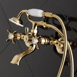 Essex Three-Handle 2-Hole Tub Wall Mount Clawfoot Tub Faucet with Hand Shower