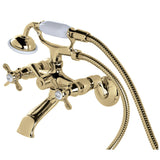 Essex Three-Handle 2-Hole Tub Wall Mount Clawfoot Tub Faucet with Hand Shower