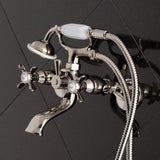 Essex Three-Handle 2-Hole Tub Wall Mount Clawfoot Tub Faucet with Hand Shower