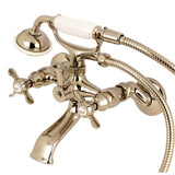 Essex Three-Handle 2-Hole Tub Wall Mount Clawfoot Tub Faucet with Hand Shower