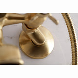 Essex Three-Handle 2-Hole Tub Wall Mount Clawfoot Tub Faucet with Hand Shower