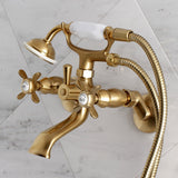 Essex Three-Handle 2-Hole Tub Wall Mount Clawfoot Tub Faucet with Hand Shower