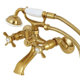 Essex Three-Handle 2-Hole Tub Wall Mount Clawfoot Tub Faucet with Hand Shower