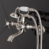 Essex Three-Handle 2-Hole Tub Wall Mount Clawfoot Tub Faucet with Hand Shower