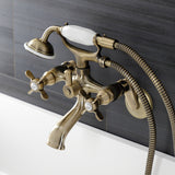 Essex Three-Handle 2-Hole Wall Mount Clawfoot Tub Faucet with Hand Shower