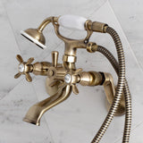 Essex Three-Handle 2-Hole Wall Mount Clawfoot Tub Faucet with Hand Shower