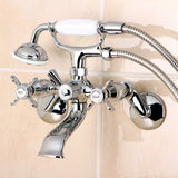 Essex Three-Handle 2-Hole Wall Mount Clawfoot Tub Faucet with Hand Shower