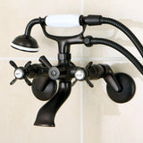 Essex Three-Handle 2-Hole Wall Mount Clawfoot Tub Faucet with Hand Shower