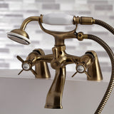 Essex Three-Handle 2-Hole Deck Mount Clawfoot Tub Faucet with Hand Shower