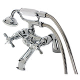 Essex Three-Handle 2-Hole Deck Mount Clawfoot Tub Faucet with Hand Shower