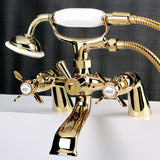 Essex Three-Handle 2-Hole Deck Mount Clawfoot Tub Faucet with Hand Shower