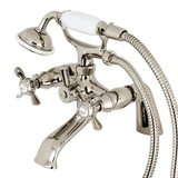 Essex Three-Handle 2-Hole Deck Mount Clawfoot Tub Faucet with Hand Shower