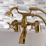 Essex Three-Handle 2-Hole Deck Mount Clawfoot Tub Faucet with Hand Shower