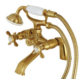 Essex Three-Handle 2-Hole Deck Mount Clawfoot Tub Faucet with Hand Shower