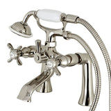 Essex Three-Handle 2-Hole Deck Mount Clawfoot Tub Faucet with Hand Shower