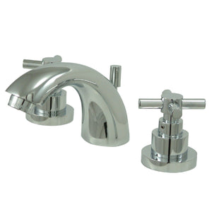 Two-Handle 3-Hole Deck Mount Mini-Widespread Bathroom Faucet with Brass Pop-Up