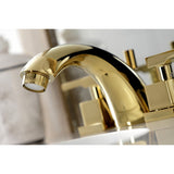 Two-Handle 3-Hole Deck Mount Mini-Widespread Bathroom Faucet with Brass Pop-Up