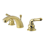 Two-Handle 3-Hole Deck Mount Mini-Widespread Bathroom Faucet with Brass Pop-Up
