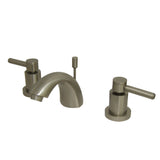 Concord Two-Handle 3-Hole Deck Mount Mini-Widespread Bathroom Faucet with Brass Pop-Up