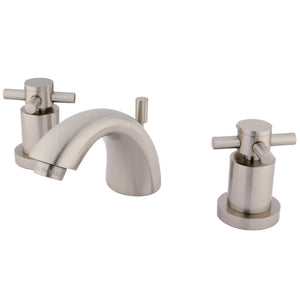 Concord Two-Handle 3-Hole Deck Mount Mini-Widespread Bathroom Faucet with Brass Pop-Up