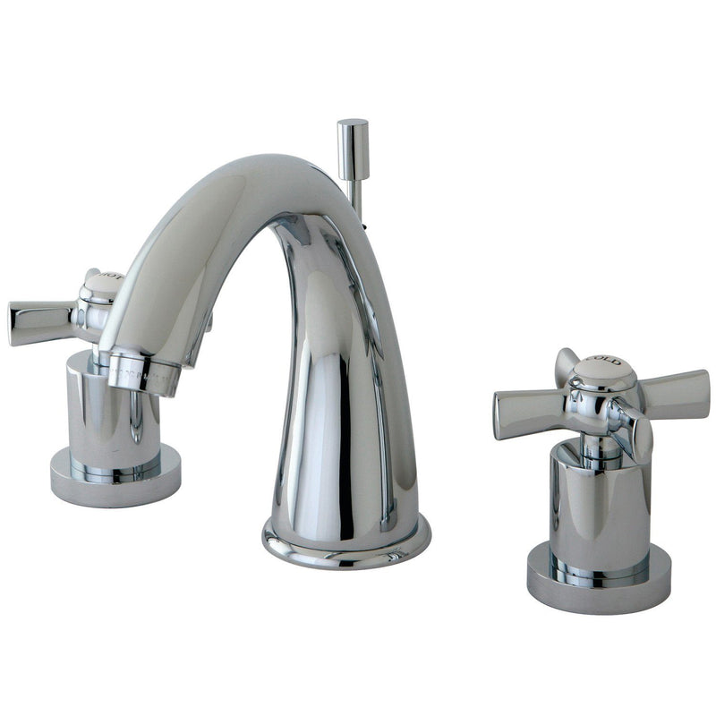 Millennium Two-Handle 3-Hole Deck Mount Widespread Bathroom Faucet with Brass Pop-Up Drain