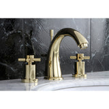 Concord Two-Handle 3-Hole Deck Mount Widespread Bathroom Faucet with Brass Pop-Up