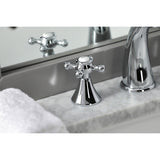 English Country Two-Handle 3-Hole Deck Mount Widespread Bathroom Faucet with Brass Pop-Up