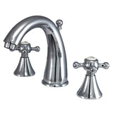 English Country Two-Handle 3-Hole Deck Mount Widespread Bathroom Faucet with Brass Pop-Up Drain
