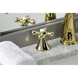 Naples Two-Handle 3-Hole Deck Mount Widespread Bathroom Faucet with Brass Pop-Up