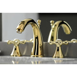 Naples Two-Handle 3-Hole Deck Mount Widespread Bathroom Faucet with Brass Pop-Up