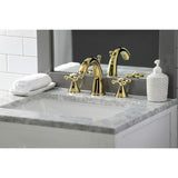 Naples Two-Handle 3-Hole Deck Mount Widespread Bathroom Faucet with Brass Pop-Up