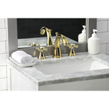 Naples Two-Handle 3-Hole Deck Mount Widespread Bathroom Faucet with Brass Pop-Up