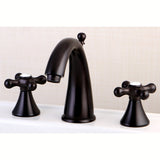 Naples Two-Handle 3-Hole Deck Mount Widespread Bathroom Faucet with Brass Pop-Up
