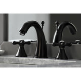 Naples Two-Handle 3-Hole Deck Mount Widespread Bathroom Faucet with Brass Pop-Up