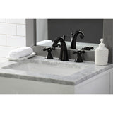 Naples Two-Handle 3-Hole Deck Mount Widespread Bathroom Faucet with Brass Pop-Up