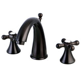 Naples Two-Handle 3-Hole Deck Mount Widespread Bathroom Faucet with Brass Pop-Up
