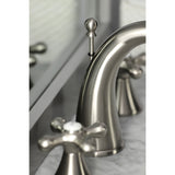Naples Two-Handle 3-Hole Deck Mount Widespread Bathroom Faucet with Brass Pop-Up