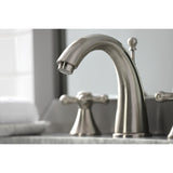 Naples Two-Handle 3-Hole Deck Mount Widespread Bathroom Faucet with Brass Pop-Up