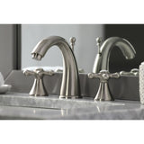 Naples Two-Handle 3-Hole Deck Mount Widespread Bathroom Faucet with Brass Pop-Up