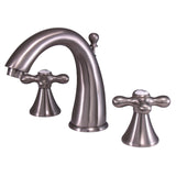 Naples Two-Handle 3-Hole Deck Mount Widespread Bathroom Faucet with Brass Pop-Up