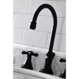 Governor Two-Handle 3-Hole Deck Mount Widespread Bathroom Faucet with Brass Pop-Up