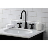 Governor Two-Handle 3-Hole Deck Mount Widespread Bathroom Faucet with Brass Pop-Up