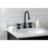 Governor Two-Handle 3-Hole Deck Mount Widespread Bathroom Faucet with Brass Pop-Up
