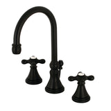 Governor Two-Handle 3-Hole Deck Mount Widespread Bathroom Faucet with Brass Pop-Up